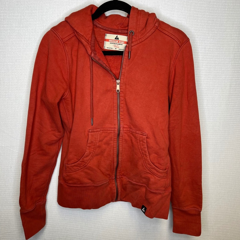 American Giant Womens Classic Full Zip Hoodie Rust Orange Cotton Size M USA Made